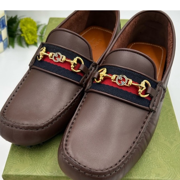 Men’s Gucci Ayrton Web striped driver loafers size 7! - Picture 1 of 6